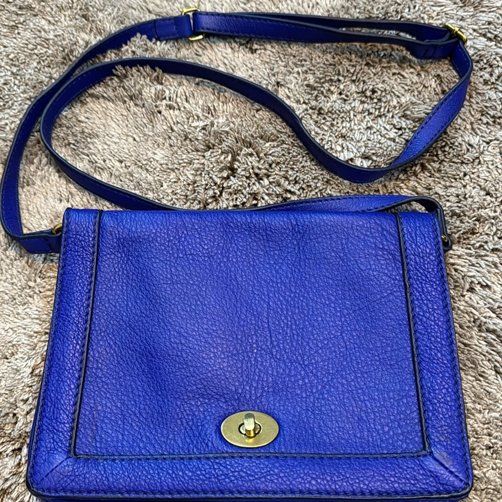 J Crew blue leather crossbody handbag, NWT